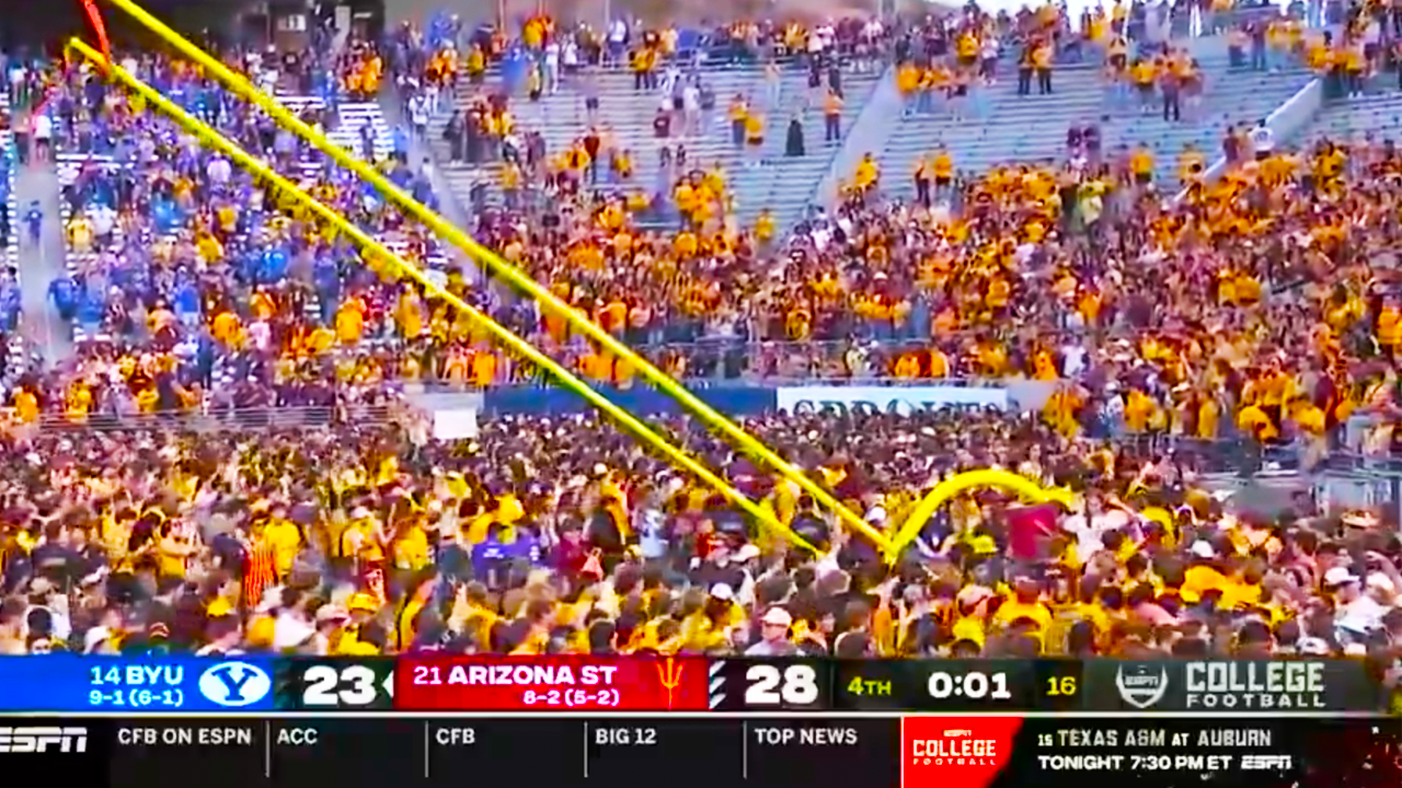ASU Arizona Fans Storm the Field, Take Down Goal Posts | Arizona State Sun Devils vs BYU Cougars Highlights