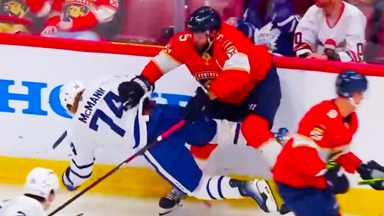 Aaron Ekblad Hit on Bobby Mcmann Leaves Game With Possible Lower-Body Injury | Panthers vs Maple Leafs 2024 NHL Highlights