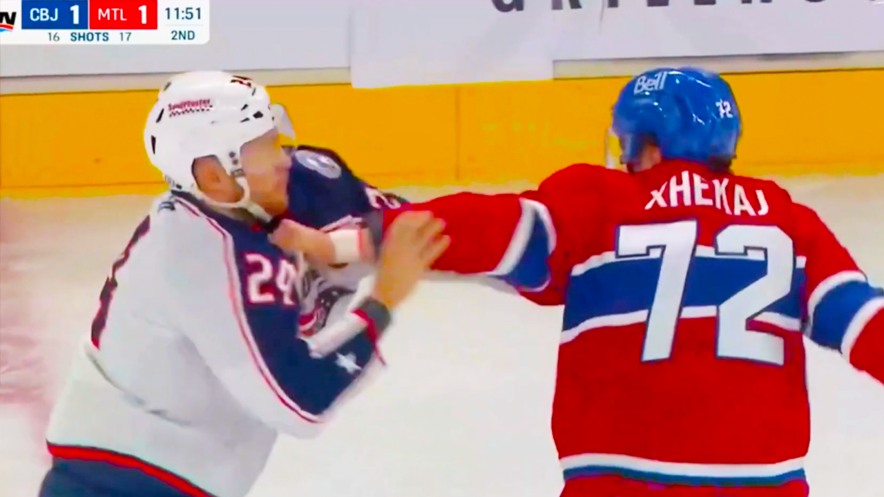 Arber Xhekaj Mathieu Olivier Fight | Columbus Blue Jackets vs Montreal Canadiens 2024 NHL Highlights