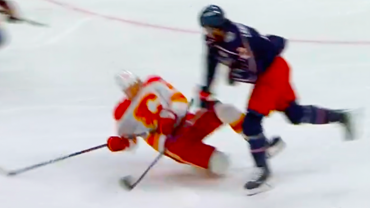 Jake Christiansen Hit on Andrei Kuzmenko | Calgary Flames vs Columbus Blue Jackets 2024 NHL Highlights