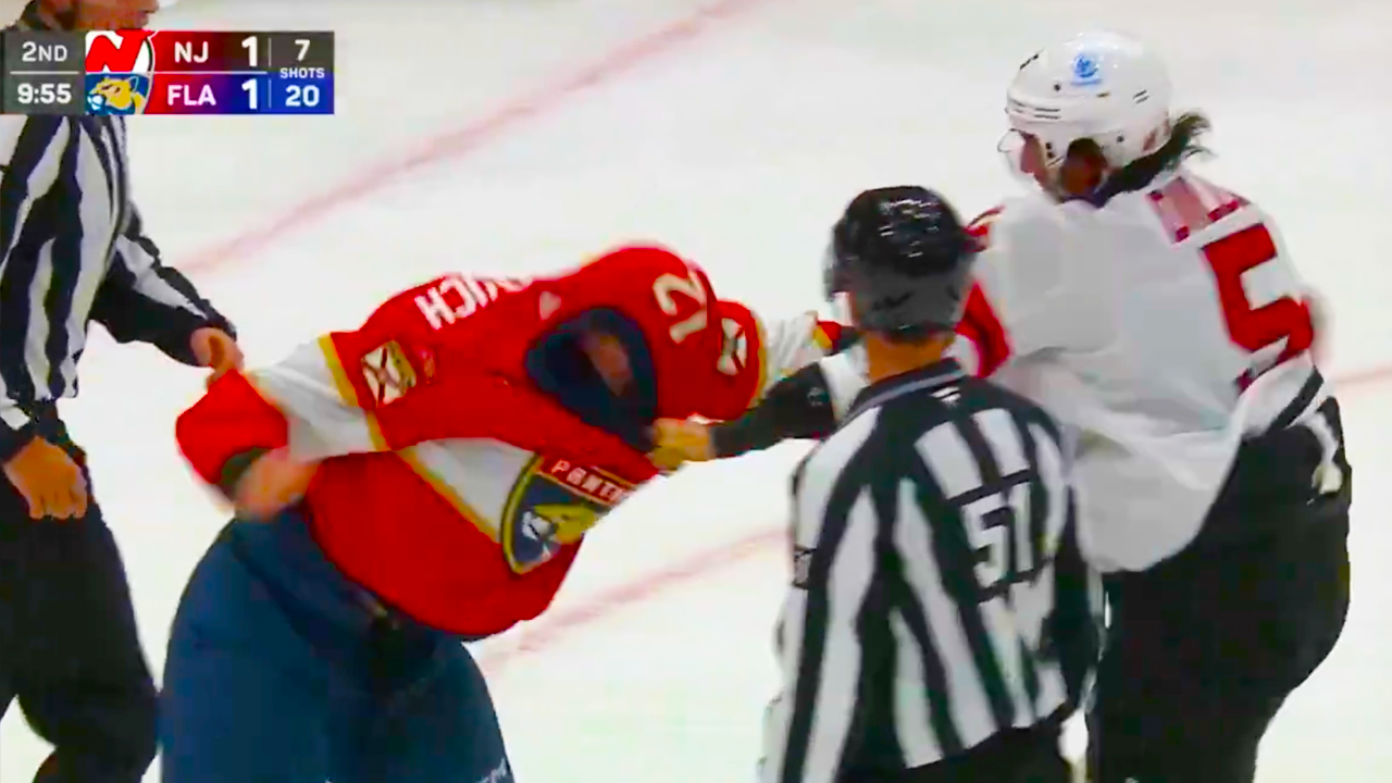 Jonah Gadjovich Brenden Dillon Fight | New Jersey Devils vs Florida Panthers 2024 NHL Highlights