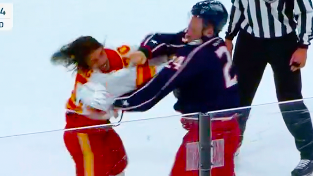 Mathieu Olivier Ryan Lomberg Fight | Columbus Blue Jackets vs Calgary Flames 2024 NHL Highlights