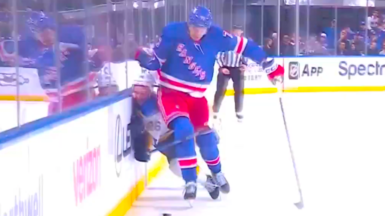 Matt Rempe Hit on Nathan Walker | New York Rangers vs St Louis Blues 2024 NHL Highlights