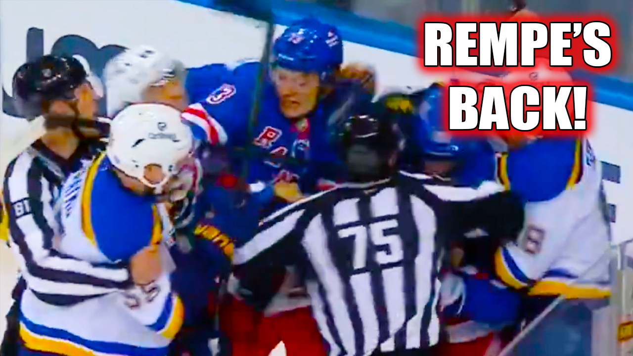 Matt Rempe, Will Cuylle, Jake Neighbors, Colton Parayko Fight Scrum | New York Rangers vs St. Louis Blues 2024 NHL Highlights