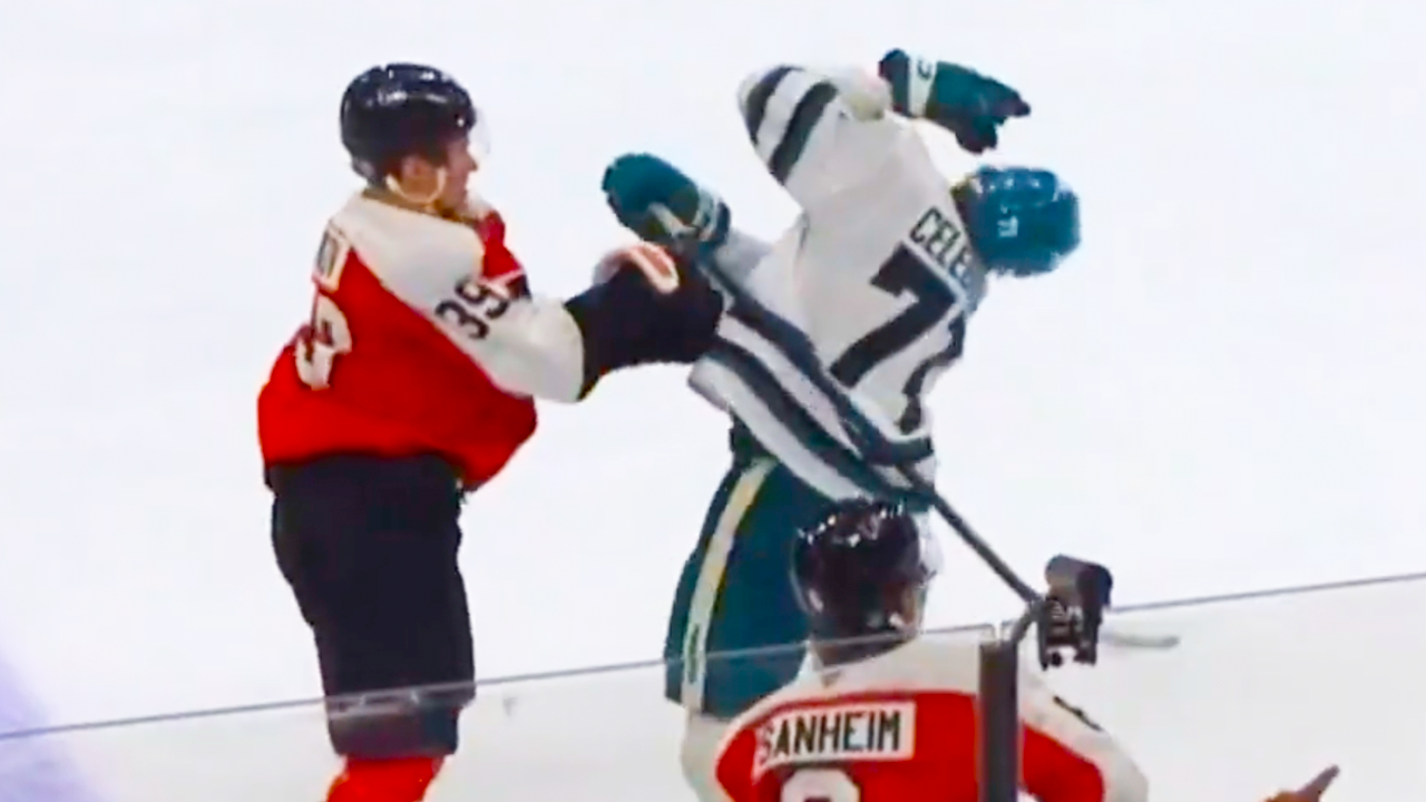 Matvei Michkov Macklin Celebrini Fight | San Jose Sharks vs Philadelphia Flyers 2024 NHL Highlights