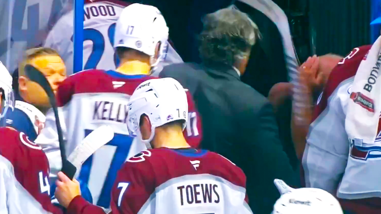 Miles Wood Hits Jared Bednar in Head with Broken Stick | Colorado Avalanche vs Tampa Bay Lightning 2024 NHL Highlights