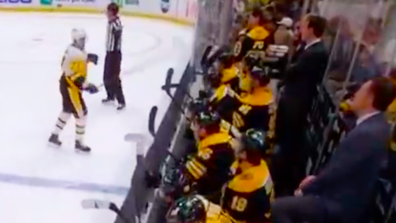 Nikita Zadorov poked Evgeni Malkin from the bench and Geno took exception | Penguins vs Bruins 2024 NHL Highlights