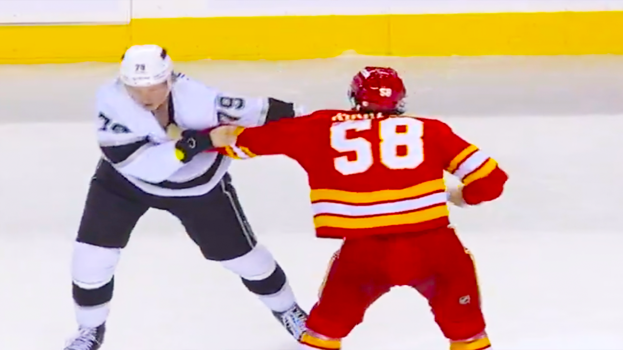 Samuel Helenius Justin Kirkland Fight | LA Kings vs Calgary Flames 2024 NHL Highlights