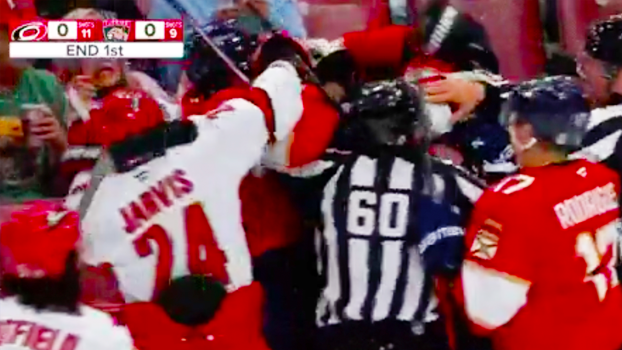 Seth Jarvis Aaron Ekblad Fight | Carolina Hurricanes vs Florida Panthers 2024 NHL Highlights