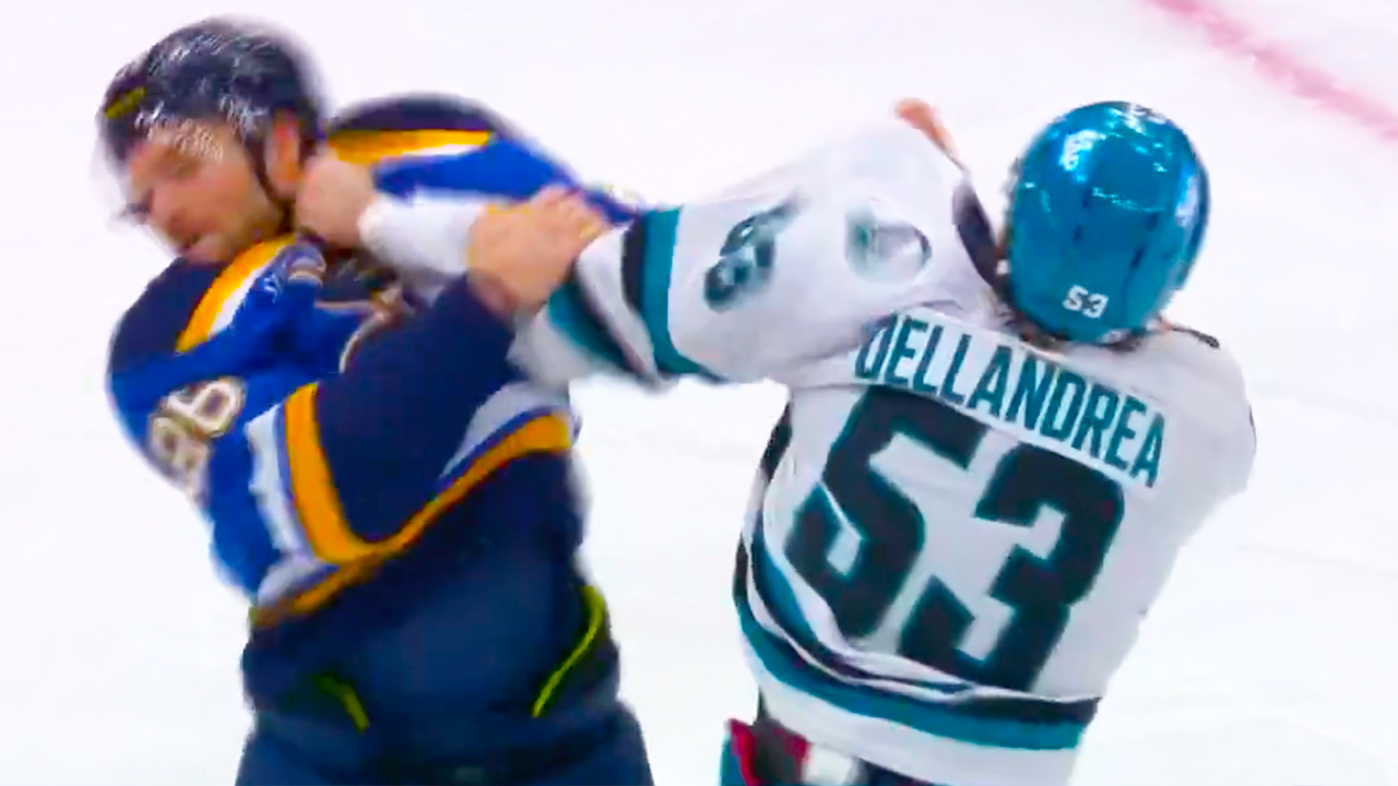 Nathan Walker Ty Dellandrea Fight | San Jose Sharks vs St Louis Blues 2024 NHL Highlights