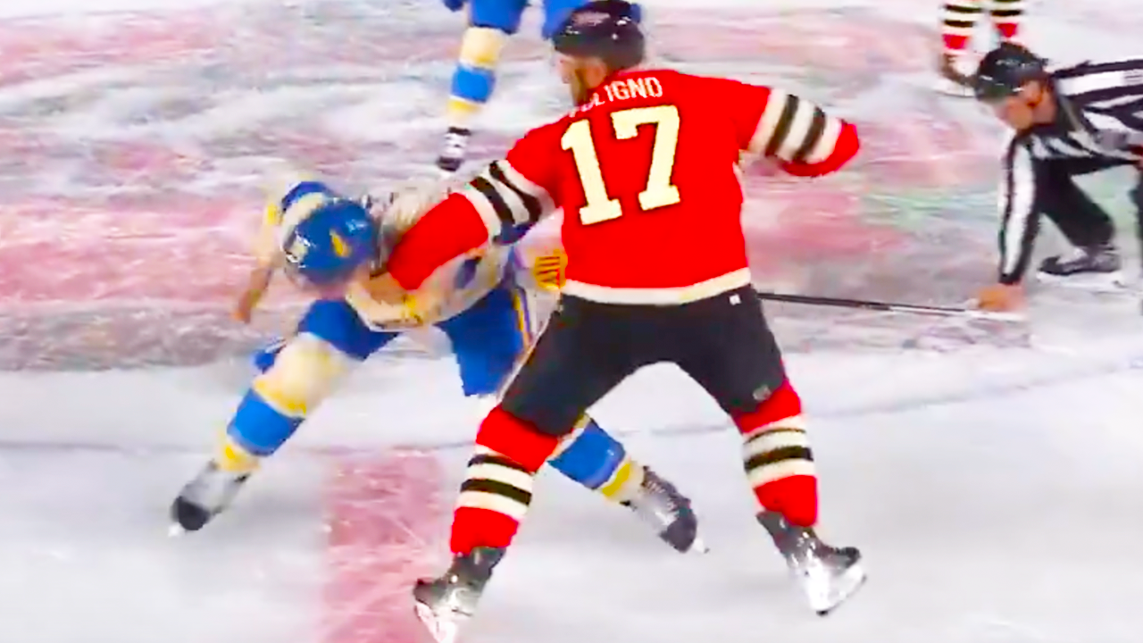 Nick Foligno Brayden Schenn Fight | Chicago Blackhawks St Louis Blues 2025 Winter Classic Highlights