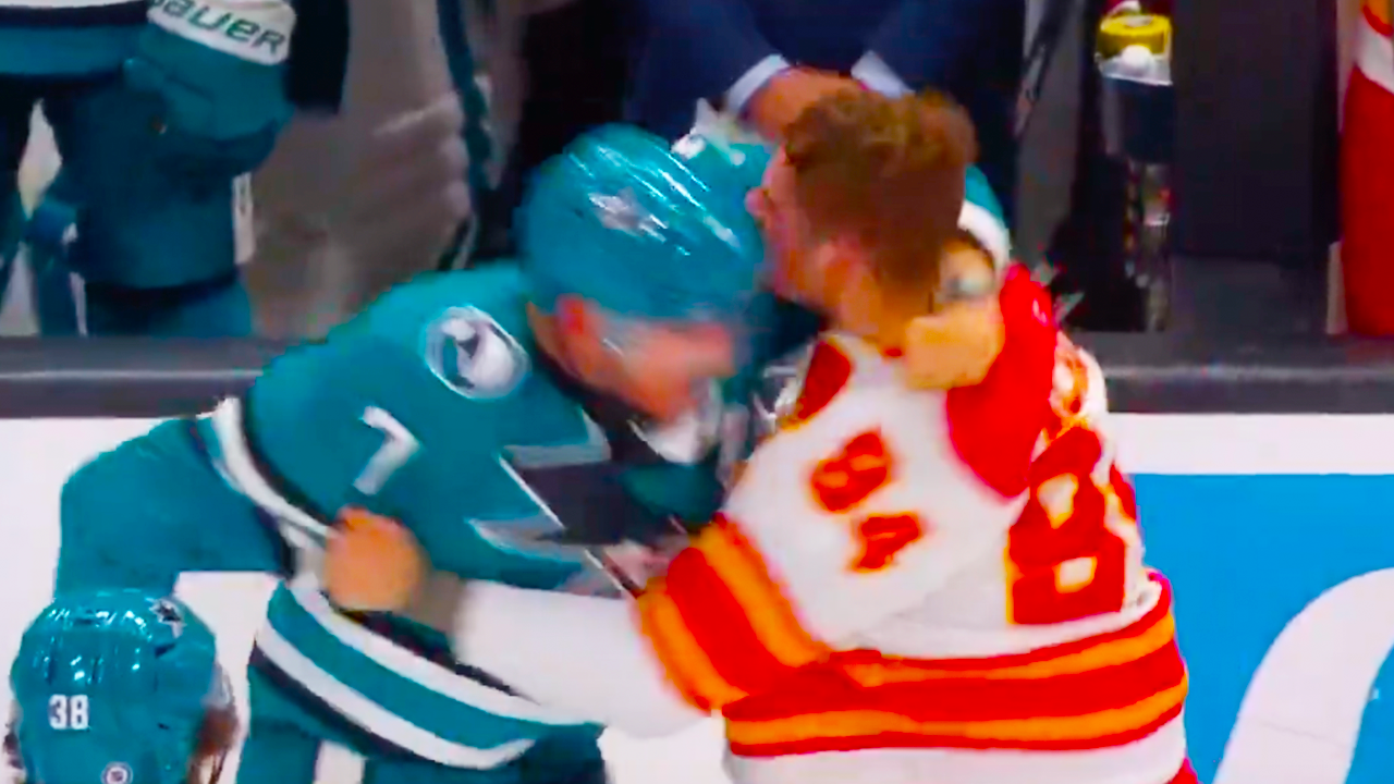 Nico Sturm Brayden Pachal Fight | Calgary Flames vs San Jose Sharks 2024 NHL Highlights