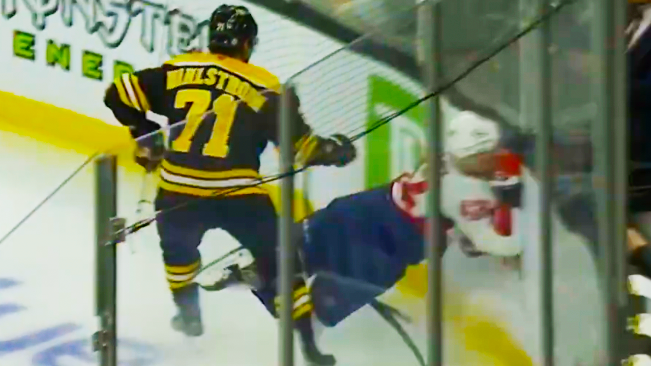 Oliver Wahlstrom Hit on Martin Fehervary Gets 5 & Game Misconduct | Washington Capitals vs Boston Bruins