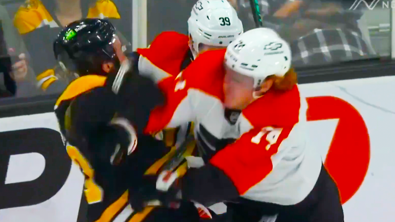 Owen Tippett Charlie McAvoy Fight After Hit on Matvei Michkov | Boston Bruins vs Philadelphia Flyers Highlights