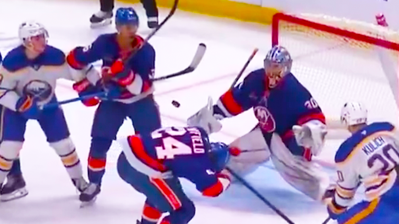 Scott Mayfield Injury Takes Puck to the Back of the Head | New York Islanders vs Buffalo Sabres 2024 NHL Highlights