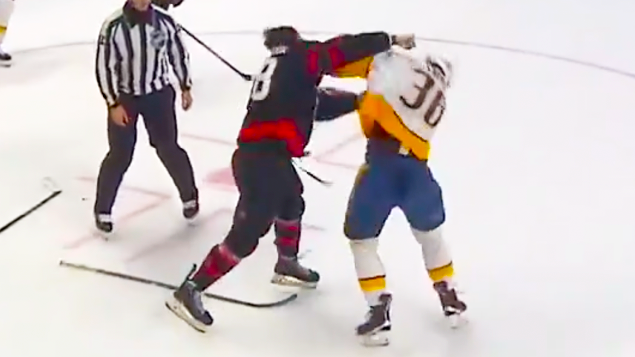 Zack Ostapchuk Cole Smith Fight | Nashville Predators vs Ottawa Senators 2024 NHL Highlights