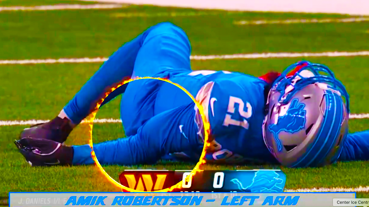 Amik Robertson Elbow Arm Injury | Washington Commanders vs Detroit Lions 2025 NFL Highlights