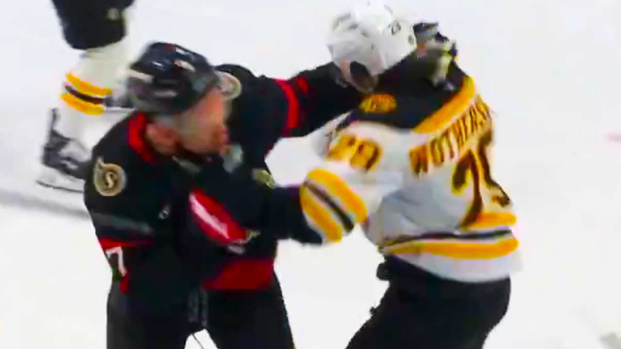 Brady Tkachuk Parker Wotherspoon Fight | Boston Bruins vs Ottawa Senators 2025 NHL Highlights