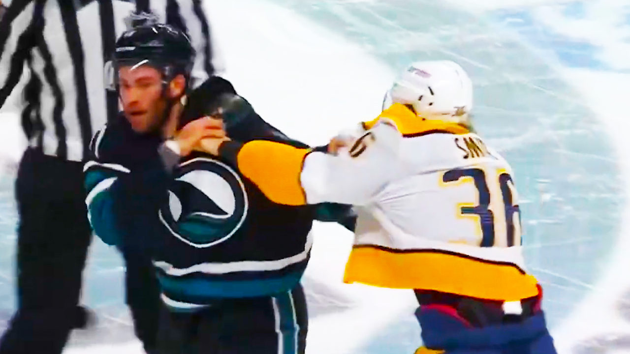 Cole Smith Luke Kunin Fight | San Jose Sharks vs Nashville Predators 2025 NHL Highlights