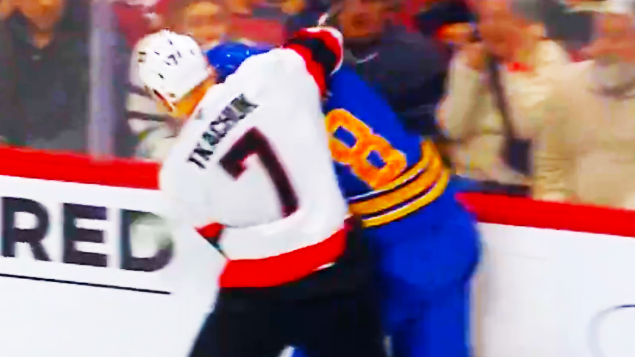 Dennis Gilbert Brady Tkachuk Fight | Buffalo Sabres vs Ottawa Senators 2025 NHL Highlights