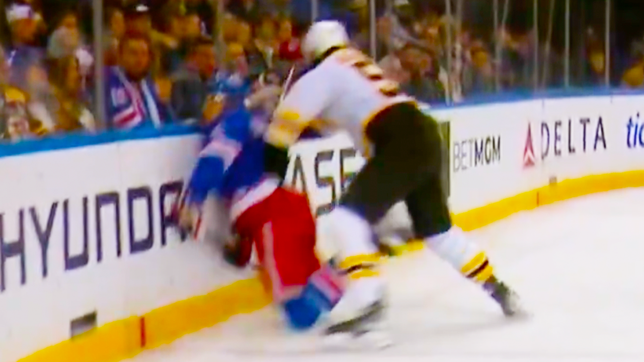 Justin Brazeau Scary Hit on Braden Schneider, No Call | New York Rangers vs Boston Bruins 2025 NHL Highlights