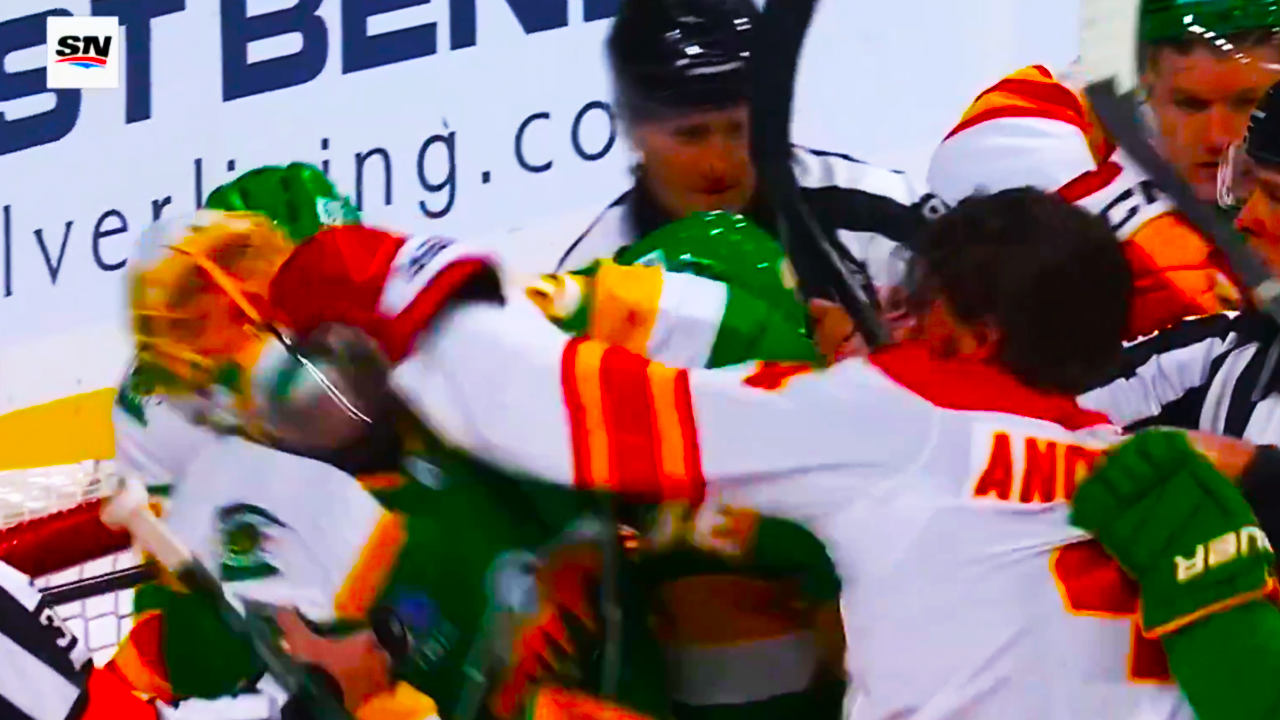 Rasmus Andersson Marc Andre Fleury Fight | Minnesota Wild vs Calgary Flames 2025 NHL Highlights