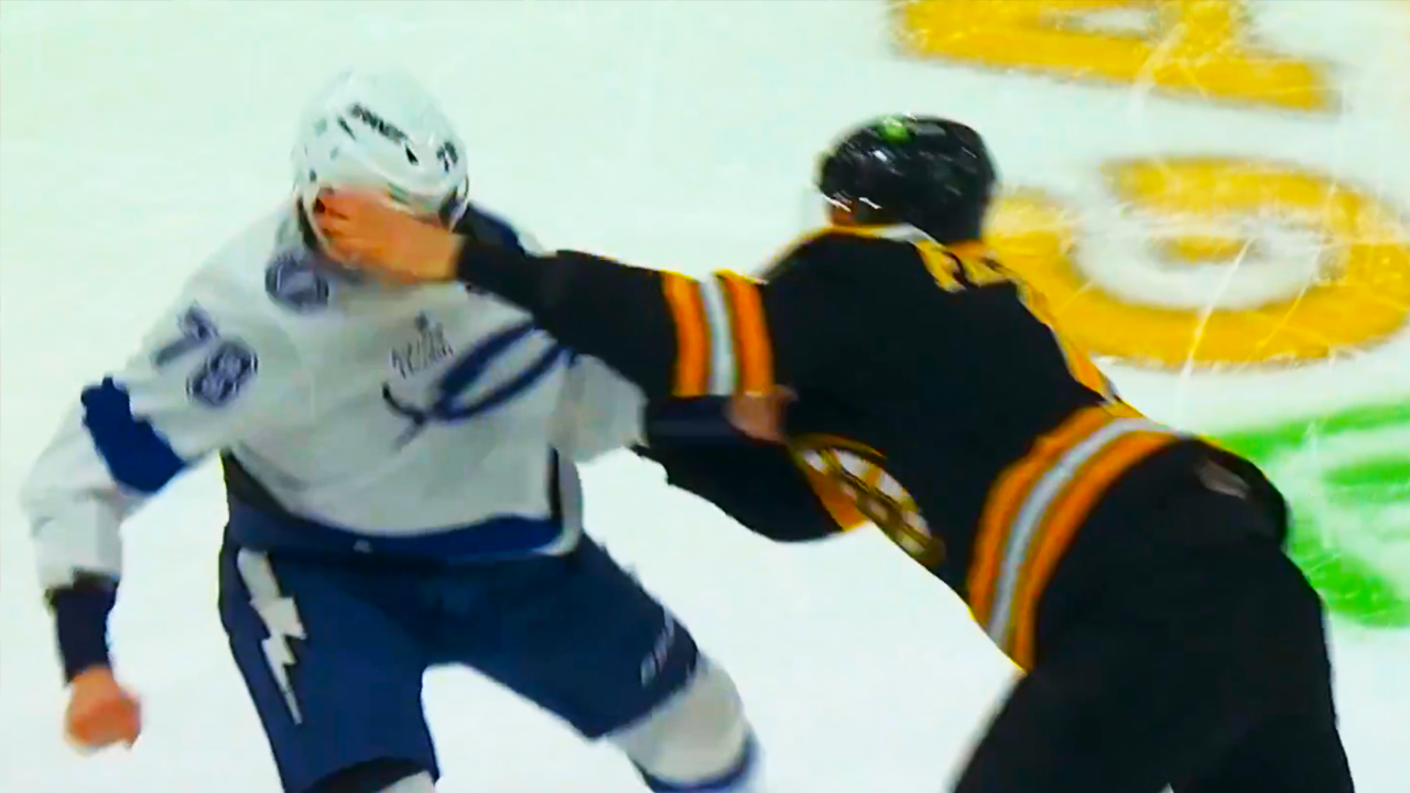 Trent Frederic Emil Lilleberg Fight | Boston Bruins vs Tampa Bay Lightning 2025 NHL Highlights
