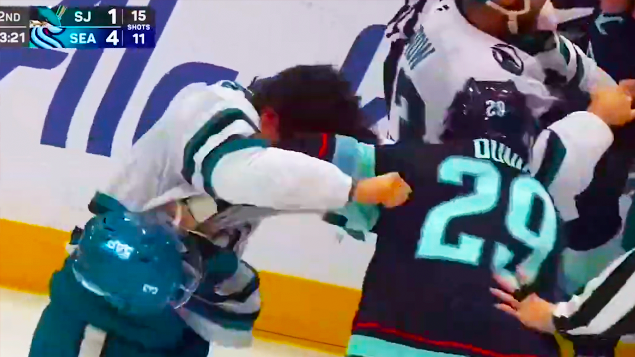 Vince Dunn Henry Thrun Fight | Seattle Kraken vs San Jose Sharks 2025 NHL Highlights