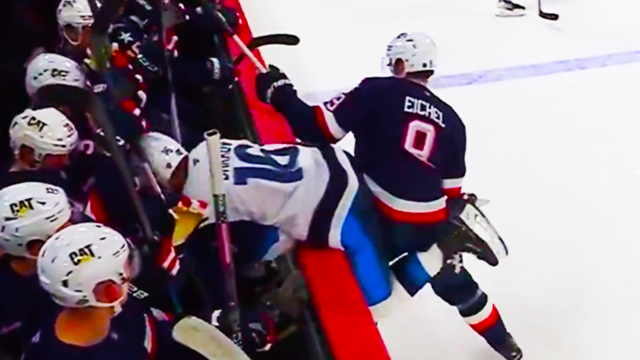 Jack Eichel Hit on Aleksander Barkov into USA Bench | USA vs Finland 4 Nations Face Off 2025 NHL Highlights