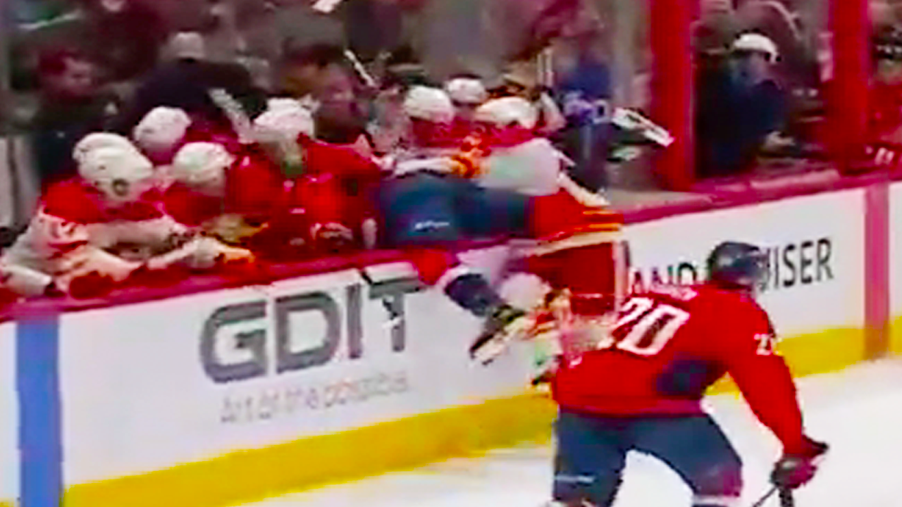 Joel Hanley Hit on Taylor Raddysh into Flames Bench | Calgary Flames vs Washington Capitals Highlights 2025 NHL Highlights