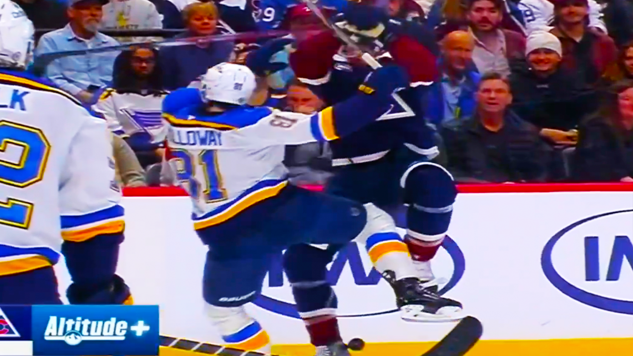 Josh Manson Hit on Dylan Holloway | St. Louis Blues vs Colorado Avalanche 2025 NHL Highlights