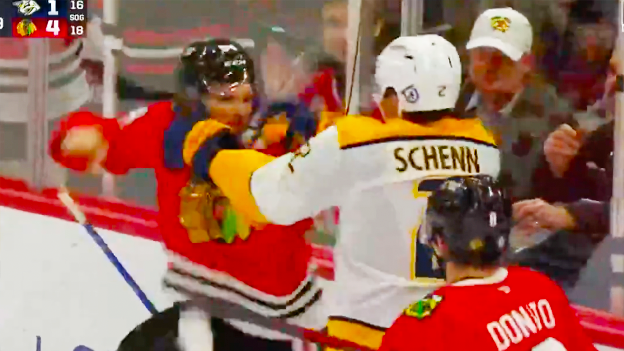 Landon Slaggert Luke Schenn Fight | Chicago Blackhawks vs Nashville Predators 2025 NHL Highlights