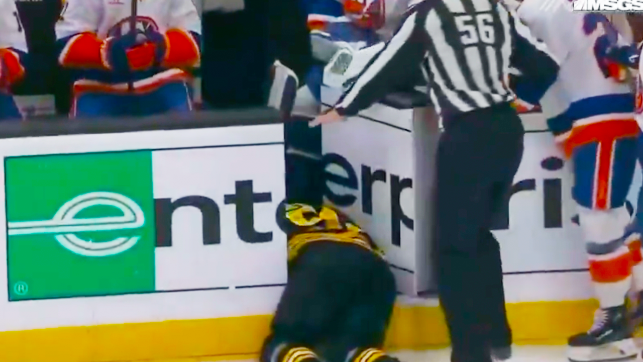 Matt Poitras Injury Hits Open Door From Jakob Skarek | New York Islanders vs Boston Bruins 2025 NHL Highlights