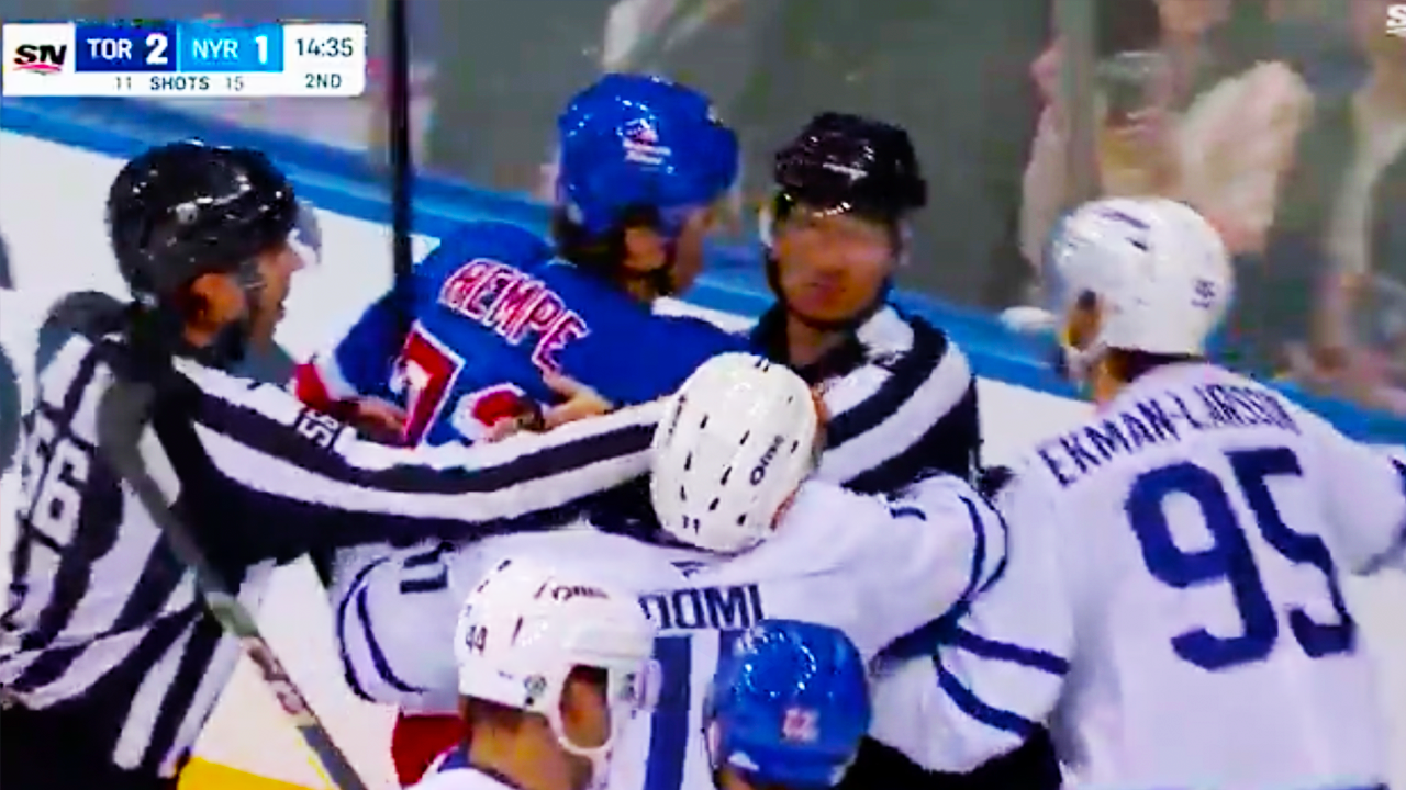Matt Rempe Oliver Ekman-Larsson Fight | New York Rangers vs Toronto Maple Leafs 2025 NHL Highlights