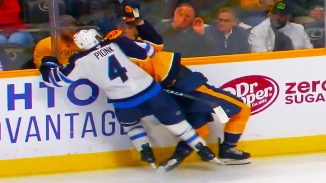 Neal Pionk Hit on Kieffer Bellows | Nashville Predators vs Winnipeg Jets 2025 NHL Highlights