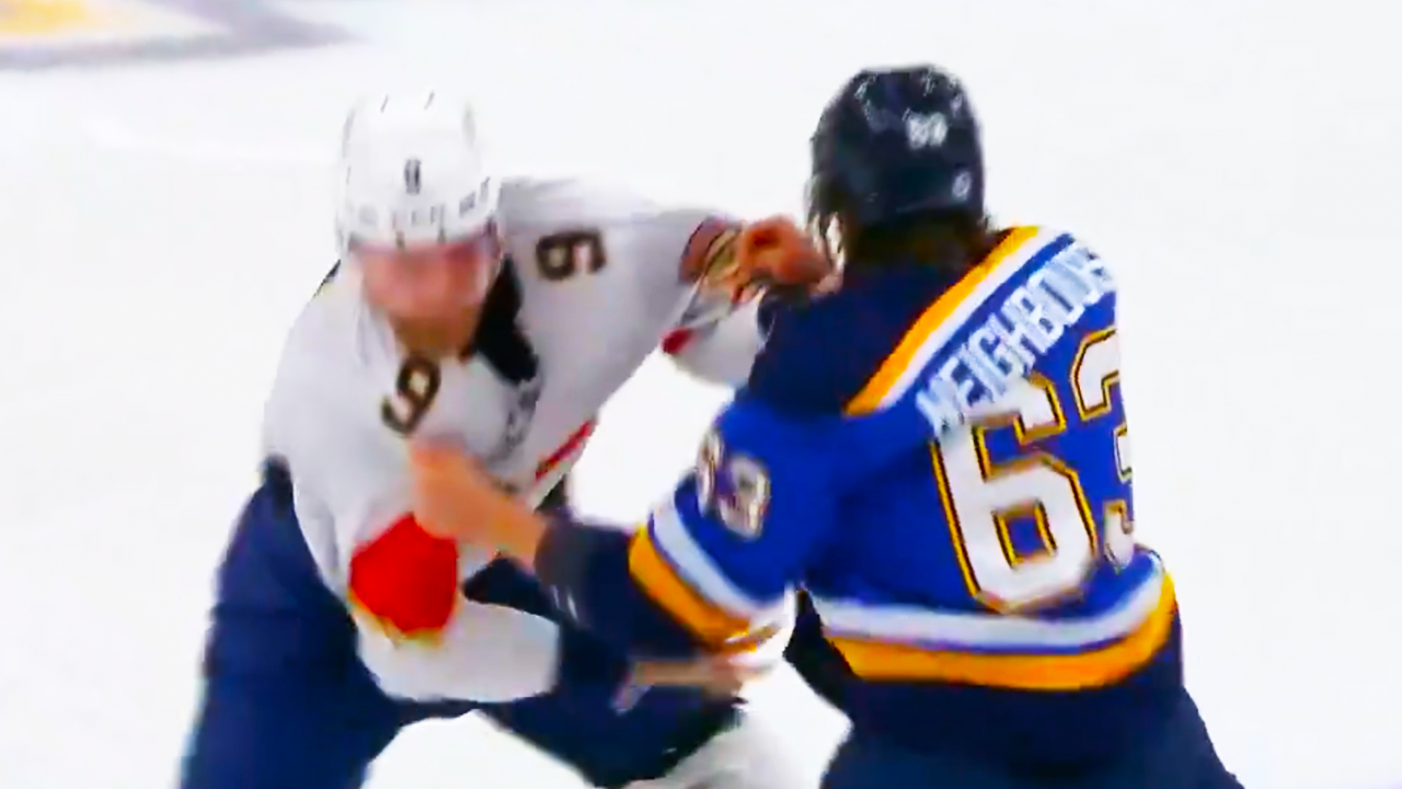 Sam Bennett Jake Neighbours Fight | St. Louis Blues vs Florida Panthers 2025 NHL Highlights