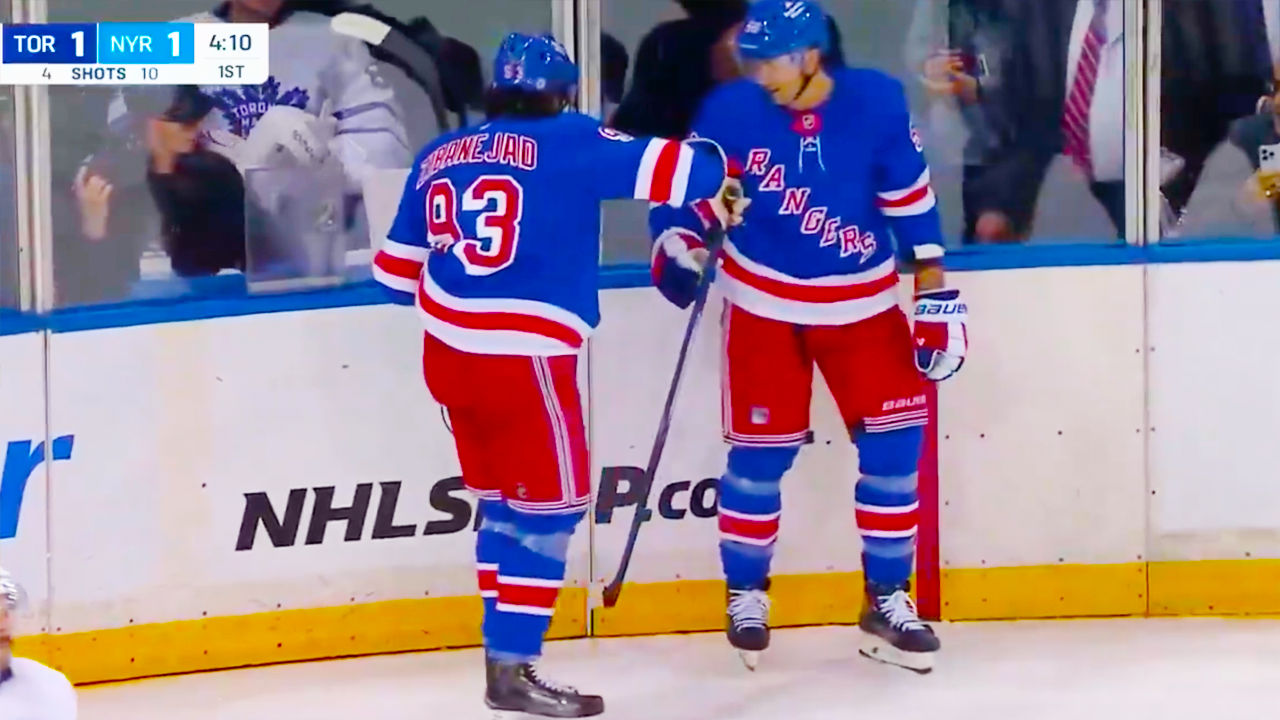 Will Cuylle’s stick got stuck in the boards and Mitch Marner skated into it | New York Rangers vs Toronto Maple Leafs 2025 NHL Highlights