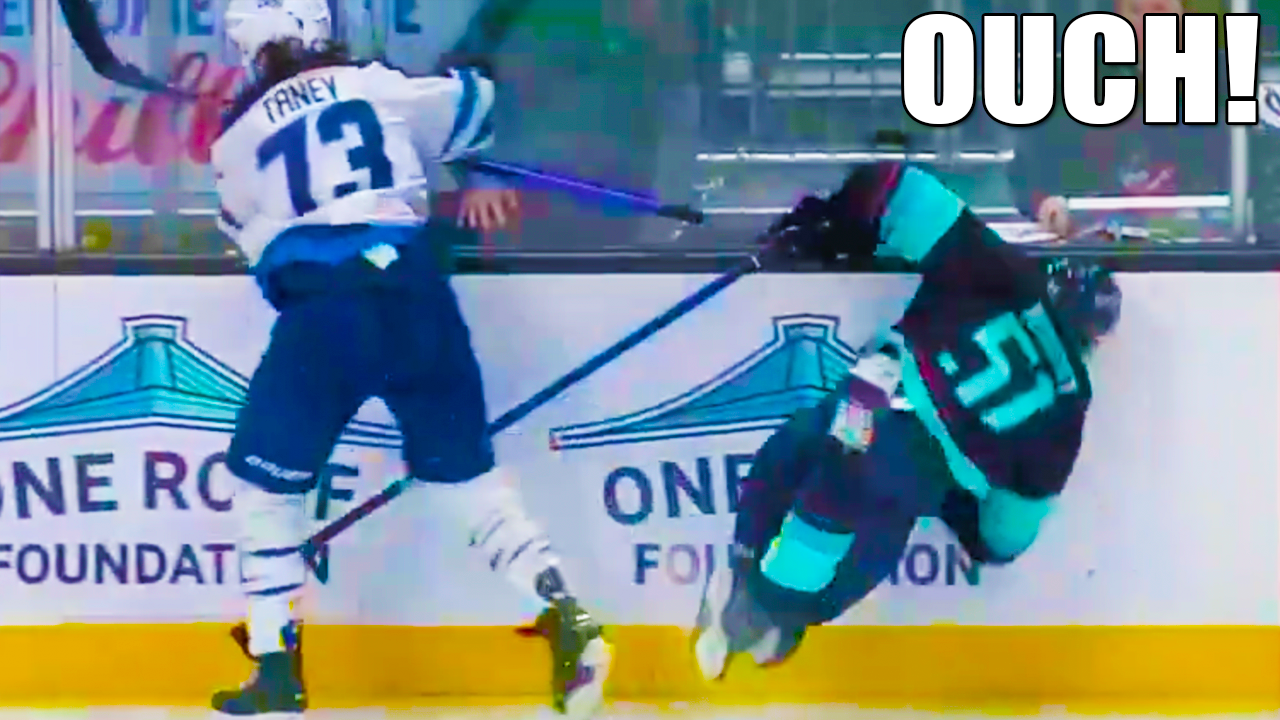 Brandon Tanev Hit on Shane Wright | Seattle Kraken vs Winnipeg Jets 2025 NHL Highlights