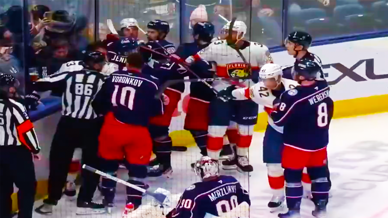 Dmitri Voronkov Carter Verhaeghe Fight Scrum | Florida Panthers vs Columbus Blue Jackets 2025 NHL Highlights