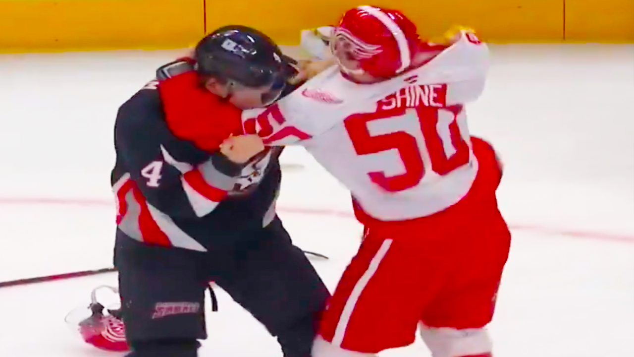 Dominik Shine Bowen Byram Fight Scrum | Detroit Red Wings vs Buffalo Sabres 2025 NHL Highlights
