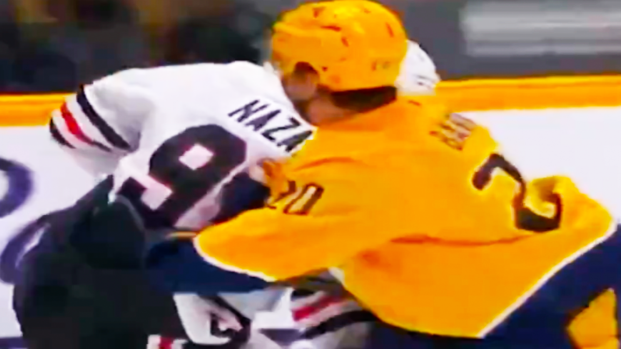 Justin Barron Hit on Frank Nazar | Chicago Blackhawks vs Nashville Predators 2025 NHL Highlights