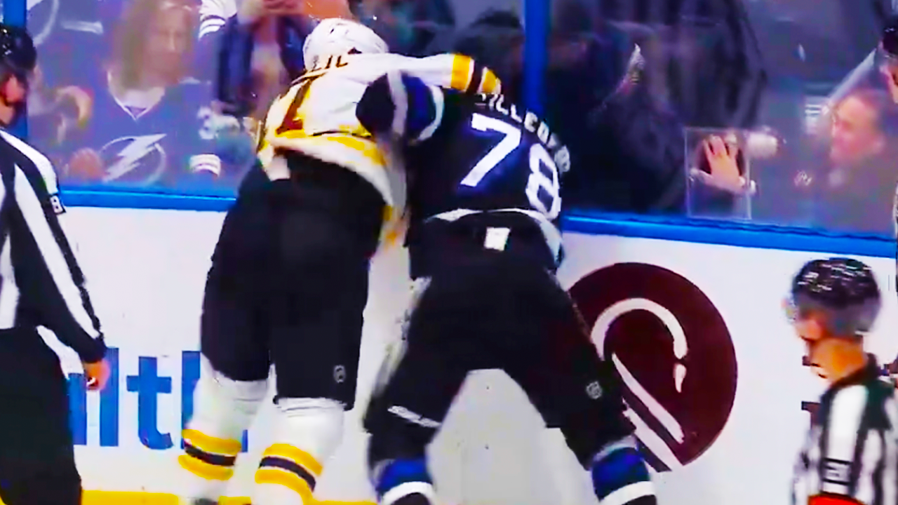Mark Kastelic Emil Lilleberg Fight | Tampa Bay Lightning vs Boston Bruins 2025 NHL Highlights