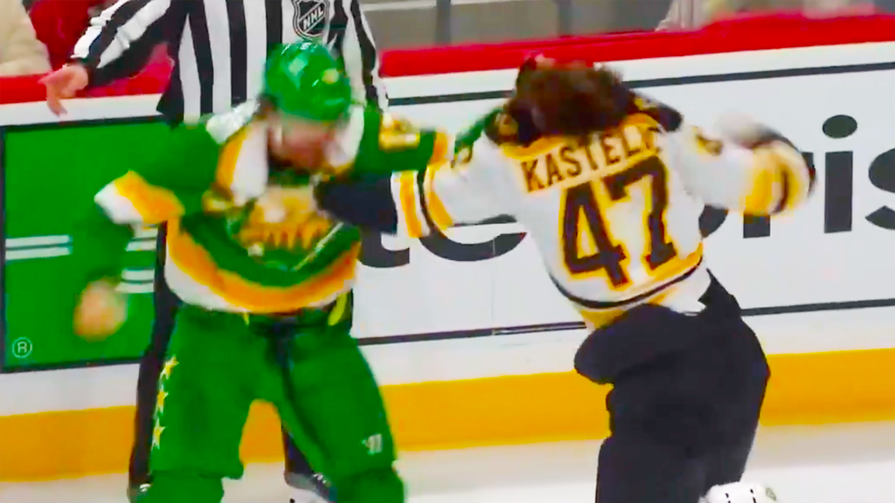 Mark Kastelic Marcus Foligno Fight | Boston Bruins vs Minnesota Wild 2025 NHL Highlights
