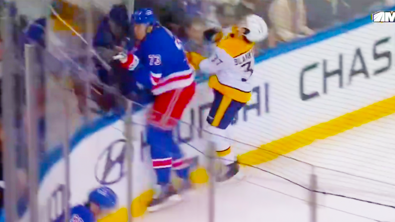 Matt Rempe Hit on Nick Blankenburg | New York Rangers vs Nashville Predators 2025 NHL Highlights