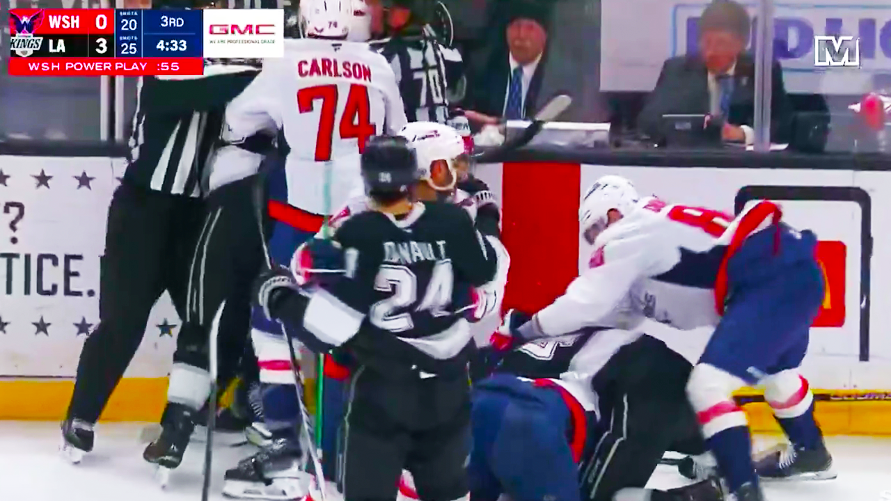 Mikey Anderson, Tom Wilson, Dubois, Danault, Strome Fight | Washington Capitals vs LA Kings 2025 NHL Highlights