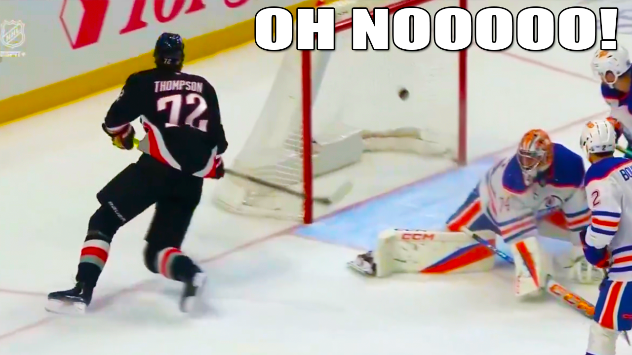 Stuart Skinner fumbles the puck with his glove and Tage Thompson scoops in his own rebound | Edmonton Oilers vs Buffalo Sabres 2025 NHL Highlights