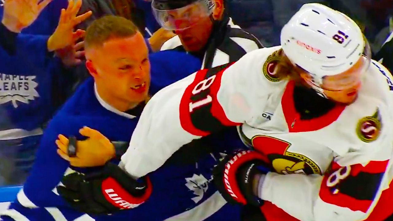 Adam Gaudette Max Domi Fight | Toronto Maple Leafs vs Ottawa Senators 2025 NHL Playoffs Highlights