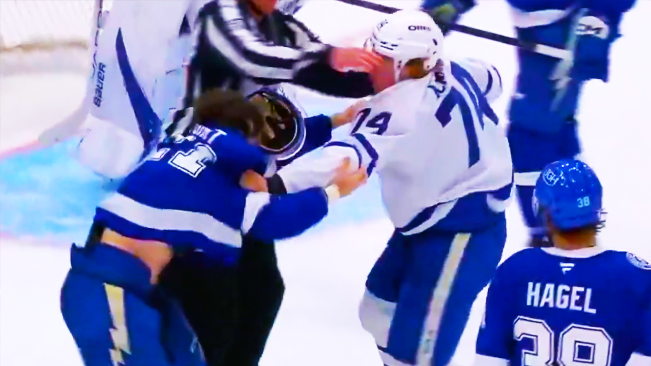 Bobby McMann Brayden Point Fight | Toronto Maple Leafs vs Brayden Point 2025 NHL Highlights