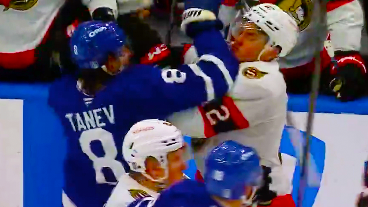 Chris Tanev Shane Pinto Fight | Ottawa Senators vs Toronto Maple Leafs 2025 NHL Playoffs Highlights