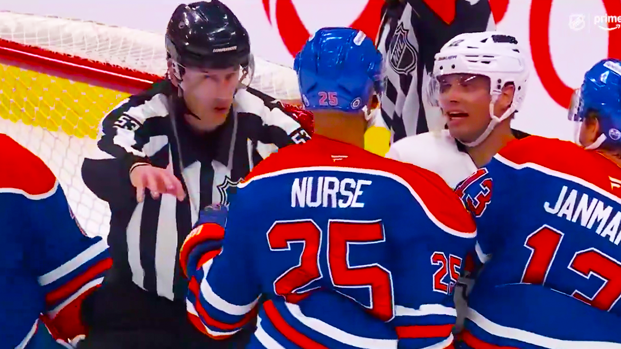 Darnell Nurse cross checking Quinton Byfield, major penalty and game misconduct | Edmonton Oilers vs LA Kings 2025 NHL Highlights